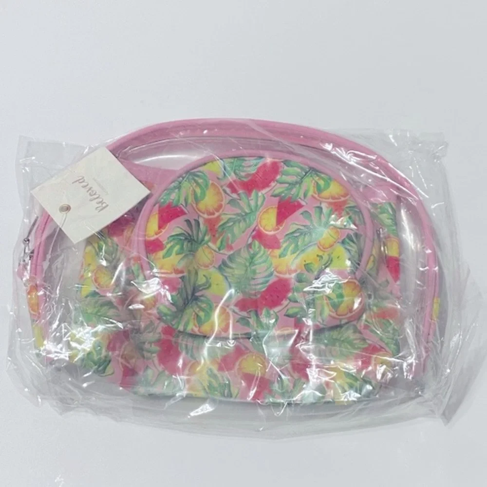 Beloved Set of Three Cosmetics Bags: One Clear and Two Watermelon Fruit Print